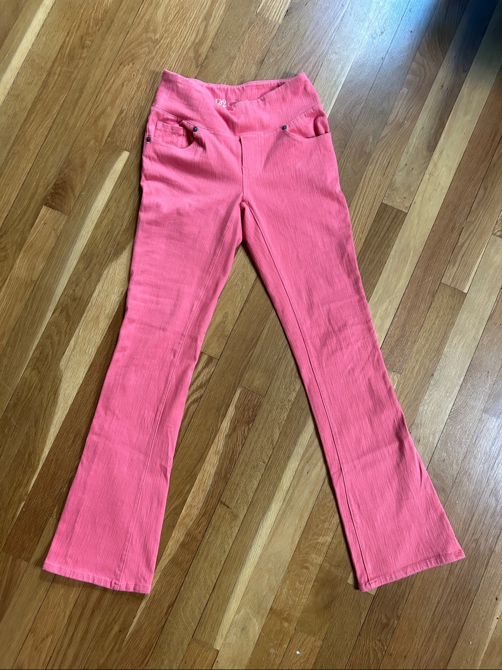 DG2 Diane Gilman coral stretch jeans bootcut flare XS 4